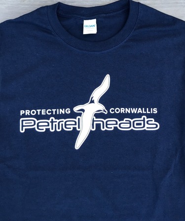A Blue T-shirt with the text Protecting Cornwallis Petrelheads