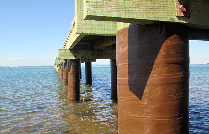 Cornwallis Wharf support wrapped in Denso tape.