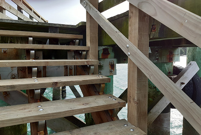 Part of the repairs to Cornwallis Wharf in Auckland.
